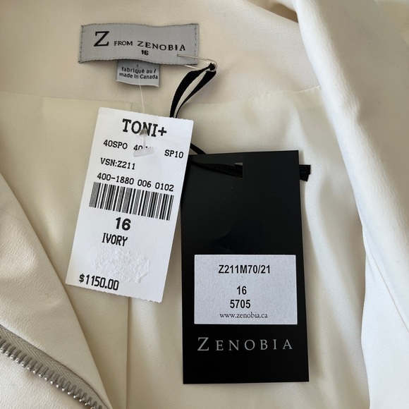 ZENOBIA Lightweight Lined Zip Front Jacket Made Canada Silk Blend Neutral Office - Picture 8 of 16